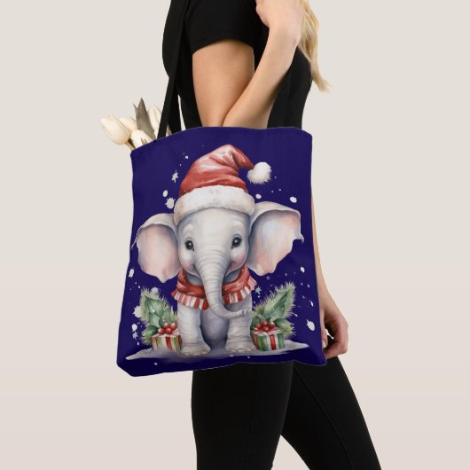 Cute Christmas Elephant Tote Bag (Dichtbij)