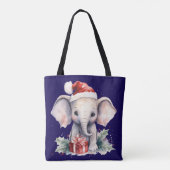 Cute Christmas Elephant Tote Bag (Achterkant)
