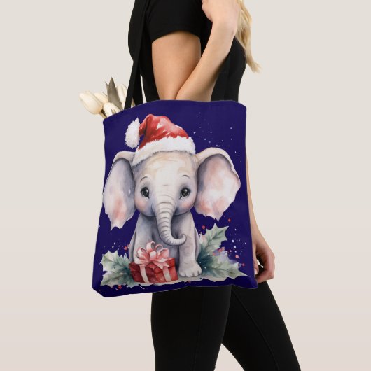 Cute Christmas Elephant Tote Bag (Dichtbij)