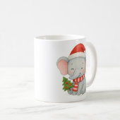 Cute Christmas Elephant with Santa Hat Koffiemok (Voorkant rechts)