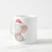 Cute Christmas Elephant with Santa Hat Koffiemok (Voorkant links)
