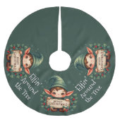 Cute Christmas Elf Holding Merry Sign Green Kerstboom Rok (Voorkant)