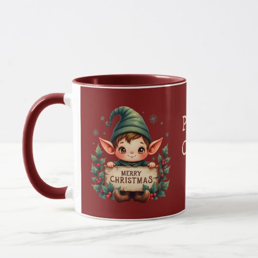 Cute Christmas Elf Holding Merry Sign Red Mok (Links)