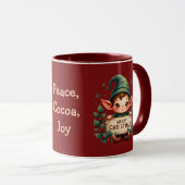 Cute Christmas Elf Holding Merry Sign Red Mok (Voorkant rechts)