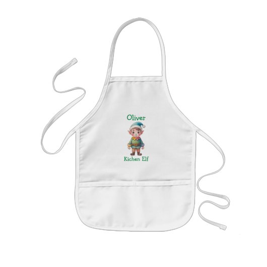 Cute Christmas Elf Personalized Kinder Schort (Voorkant)