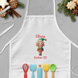 Cute Christmas Elf Personalized Kinder Schort