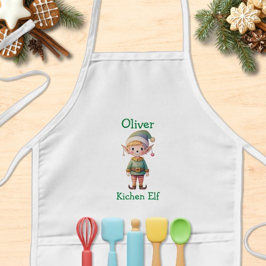 Cute Christmas Elf Personalized Kinder Schort