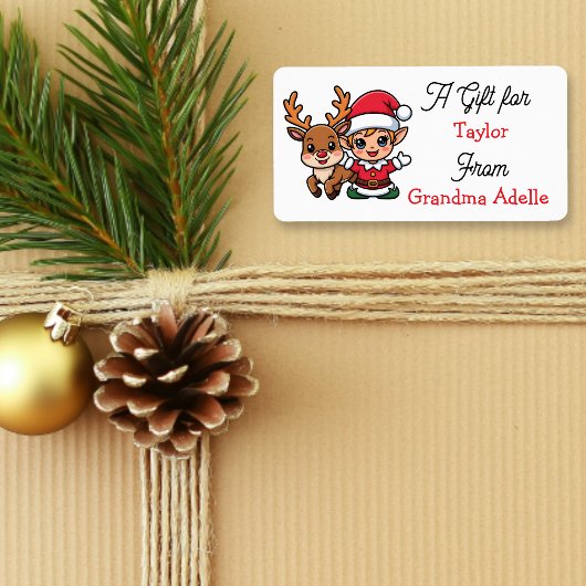 Cute Christmas Elf Personalized to and from Etiket