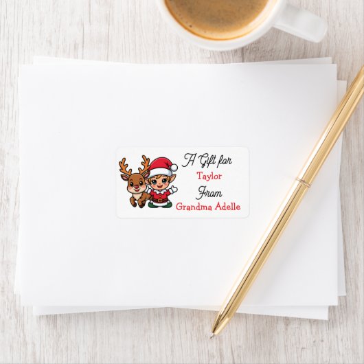 Cute Christmas Elf Personalized to and from Etiket (Insitu)