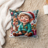 Cute Christmas Elf & Reindeer  Kussen (Deken)