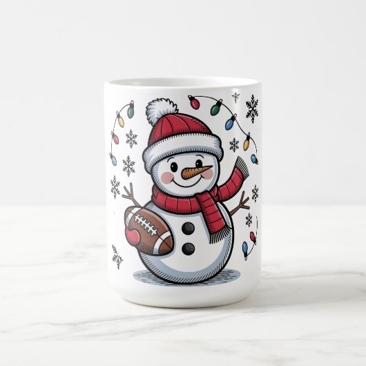 Cute Christmas Football Snowman Holiday Illustrati Koffiemok (Center)