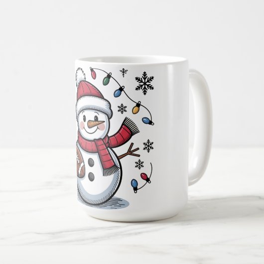 Cute Christmas Football Snowman Holiday Illustrati Koffiemok (Voorkant rechts)