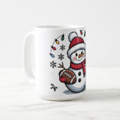 Cute Christmas Football Snowman Holiday Illustrati Koffiemok (Voorkant links)