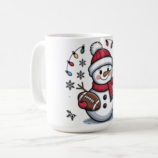 Cute Christmas Football Snowman Holiday Illustrati Koffiemok (Voorkant links)