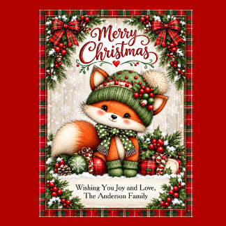 Cute Christmas Fox Feestdagenkaart