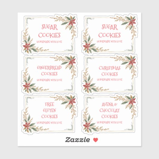 Cute Christmas Frame For Cookies Exchange Party Sticker (Vel)