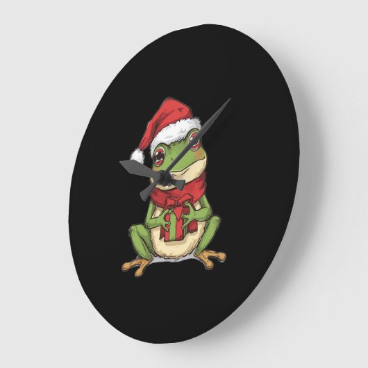 Cute Christmas Frog Sweater - Santa Frog Holding G Grote Klok (Hoek)