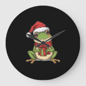 Cute Christmas Frog Sweater - Santa Frog Holding G Grote Klok (Voorkant)