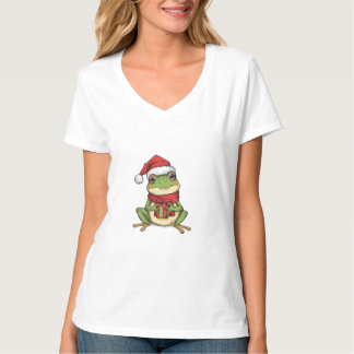 Cute Christmas Frog Sweater - Santa Frog Holding G T-shirt
