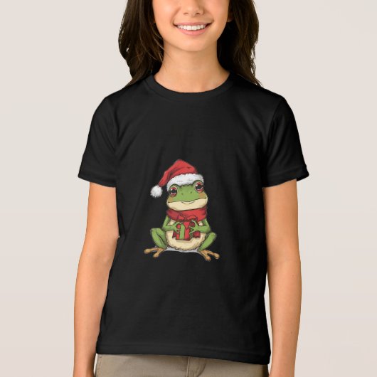 Cute Christmas Frog Sweater - Santa Frog Holding G Tri-Blend Shirt (Voorkant)