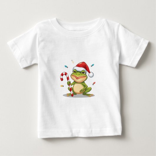 Cute Christmas Frog With Candy Cane - Funny Holida (Voorkant)