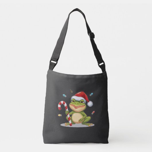 Cute Christmas Frog With Candy Cane - Funny Holida Crossbody Tas (Voorkant)