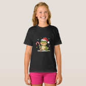 Cute Christmas Frog With Candy Cane - Funny Holida T-shirt (Voorkant volledig)