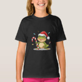 Cute Christmas Frog With Candy Cane - Funny Holida T-shirt (Voorkant)