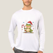 Cute Christmas Frog With Candy Cane - Funny Holida Tri-Blend Shirt (Voorkant volledig)