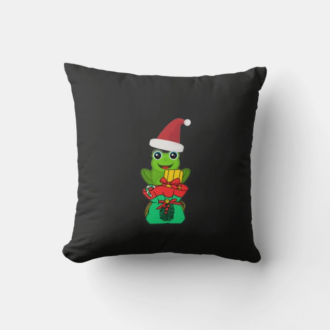 Cute Christmas Frog with Gifts _ Funny Holiday  Kussen (Voorkant)