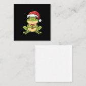 Cute Christmas Frog with Santa Hat Holding  Gift - Informatiekaartje (Voorkant / Achterkant)