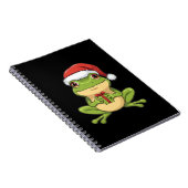Cute Christmas Frog with Santa Hat Holding Gift - Notitieboek (Rechterzijde)