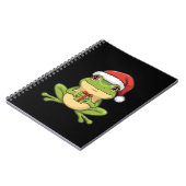 Cute Christmas Frog with Santa Hat Holding Gift - Notitieboek (Linkerzijde)