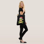 Cute Christmas Frog with Santa Hat Holding Gift - Tote Bag (Op model)