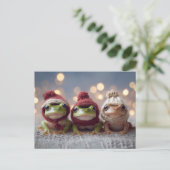 Cute Christmas Frogs Briefkaart (Staand voorkant)
