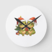 Cute Christmas Frogs Holding Gifts  Adorable Holid Ronde Klok (Voorkant)