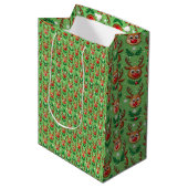 Cute Christmas Gift Bag–Deer, Trees & Holly Medium Cadeauzakje (Voorkant Gekanteld)