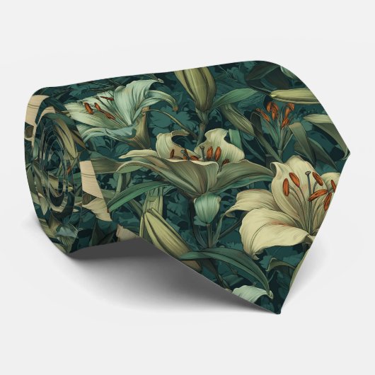 Cute Christmas Gift For Him Lilies Flower Stropdas (Opgerold)