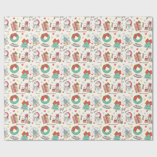 Cute Christmas Gift Icon Pattern in Light White Cadeaupapier (Vlak)