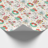 Cute Christmas Gift Icon Pattern in Light White Cadeaupapier (Hoek)