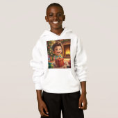 Cute Christmas Gift Opening Cartoon Kid Hoodie – H (Voorkant volledig)