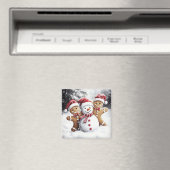 Cute Christmas Gingerbread and Snowman Magnet (Insitu (Vaatwasser))