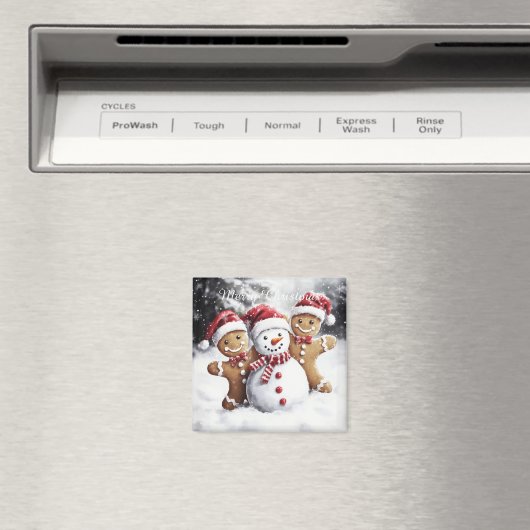 Cute Christmas Gingerbread and Snowman Magnet (Insitu (Vaatwasser))