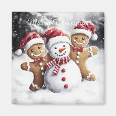 Cute Christmas Gingerbread and Snowman Magnet (Voorkant)