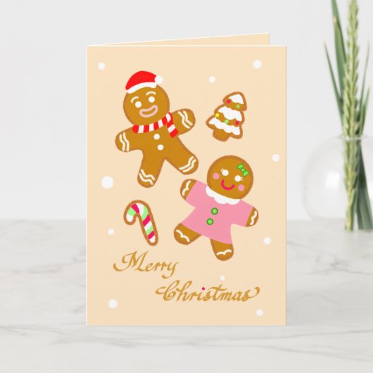 Cute Christmas Gingerbread Custom Holiday Card  Feestdagen Kaart (Voorkant)