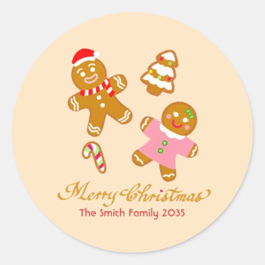 Cute Christmas Gingerbread Personalized Sticker (Voorkant)