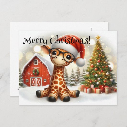 Cute Christmas Giraffe Briefkaart (Voorkant / Achterkant)