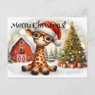 Cute Christmas Giraffe Briefkaart