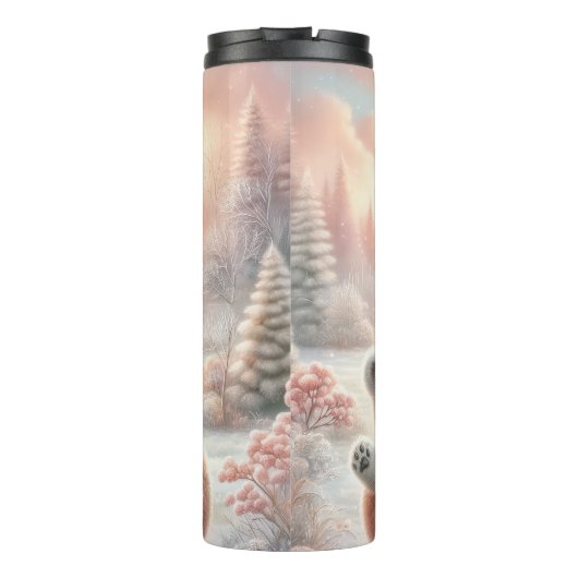 Cute Christmas Girl with Polar Teddy Bear, Thermo Thermosbeker (Achterkant)