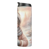 Cute Christmas Girl with Polar Teddy Bear, Thermo Thermosbeker (Geroteerd rechts)